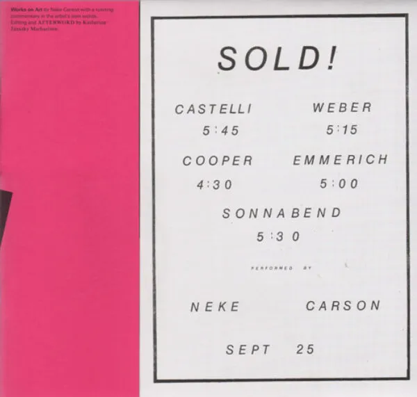 Works On Art And Rectal Realism by Neke Carson. Published by Rollo Press, 