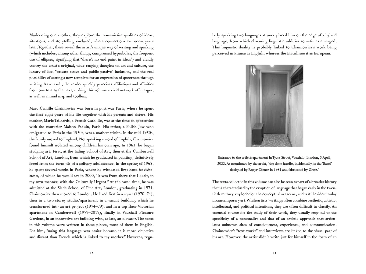 Image of Marc Camille Chaimowicz – Writings and Interviews