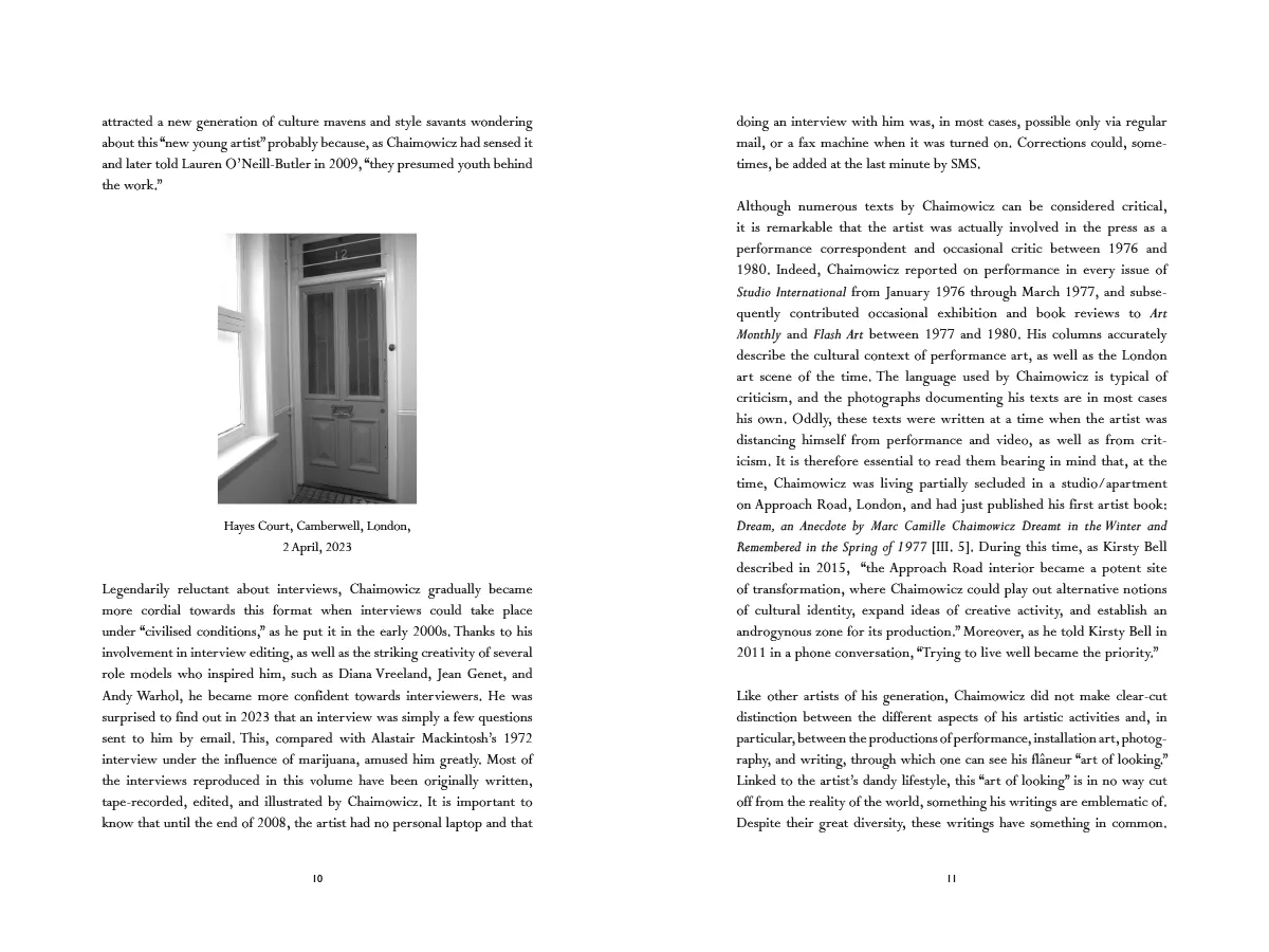 Image of Marc Camille Chaimowicz – Writings and Interviews