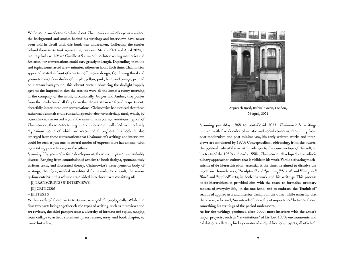 Image of Marc Camille Chaimowicz – Writings and Interviews