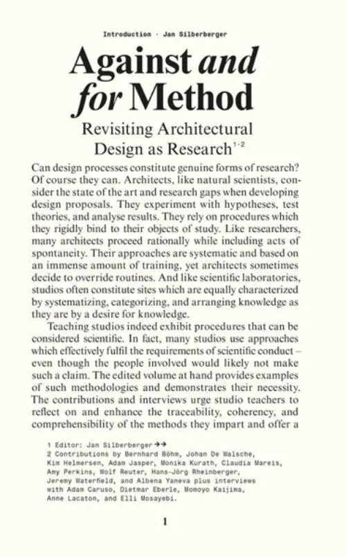 Cover Against And For Method – Revisiting Architectural Design As Research