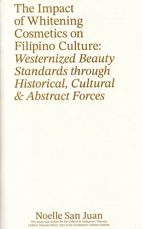 Cover The Impact of Whitening Cosmetics on Filipino Culture: Westernized Beauty Standards Through Historical, Cultural & Abstract Forces